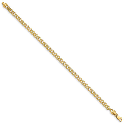 14k 3.75mm Diamond-cut Solid Heavy Double Link 8 inch Charm Bracelet