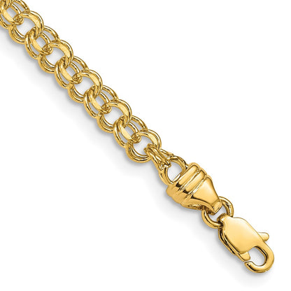 14k 8in 3.75mm Solid Double Link Charm Bracelet