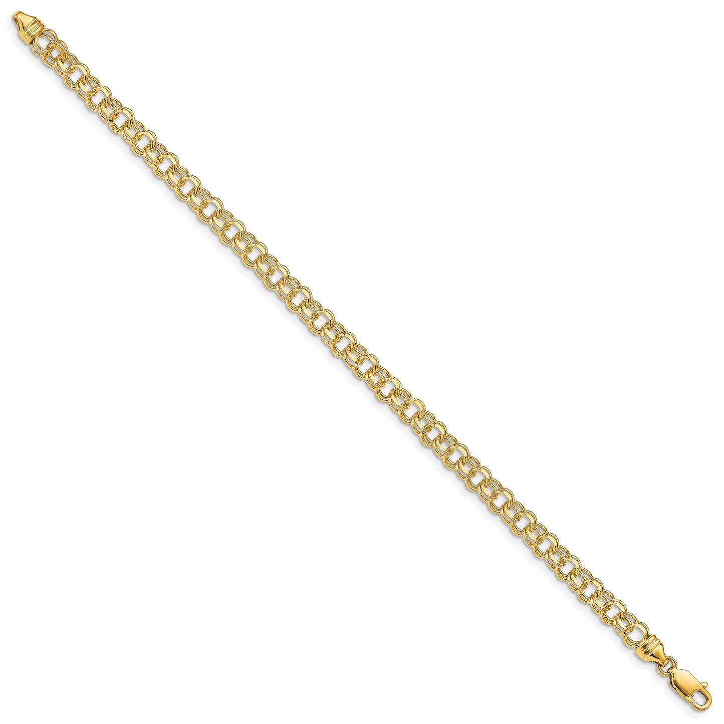 14k 4.75mm Diamond-cut Solid Heavy Double Link 8 inch Charm Bracelet