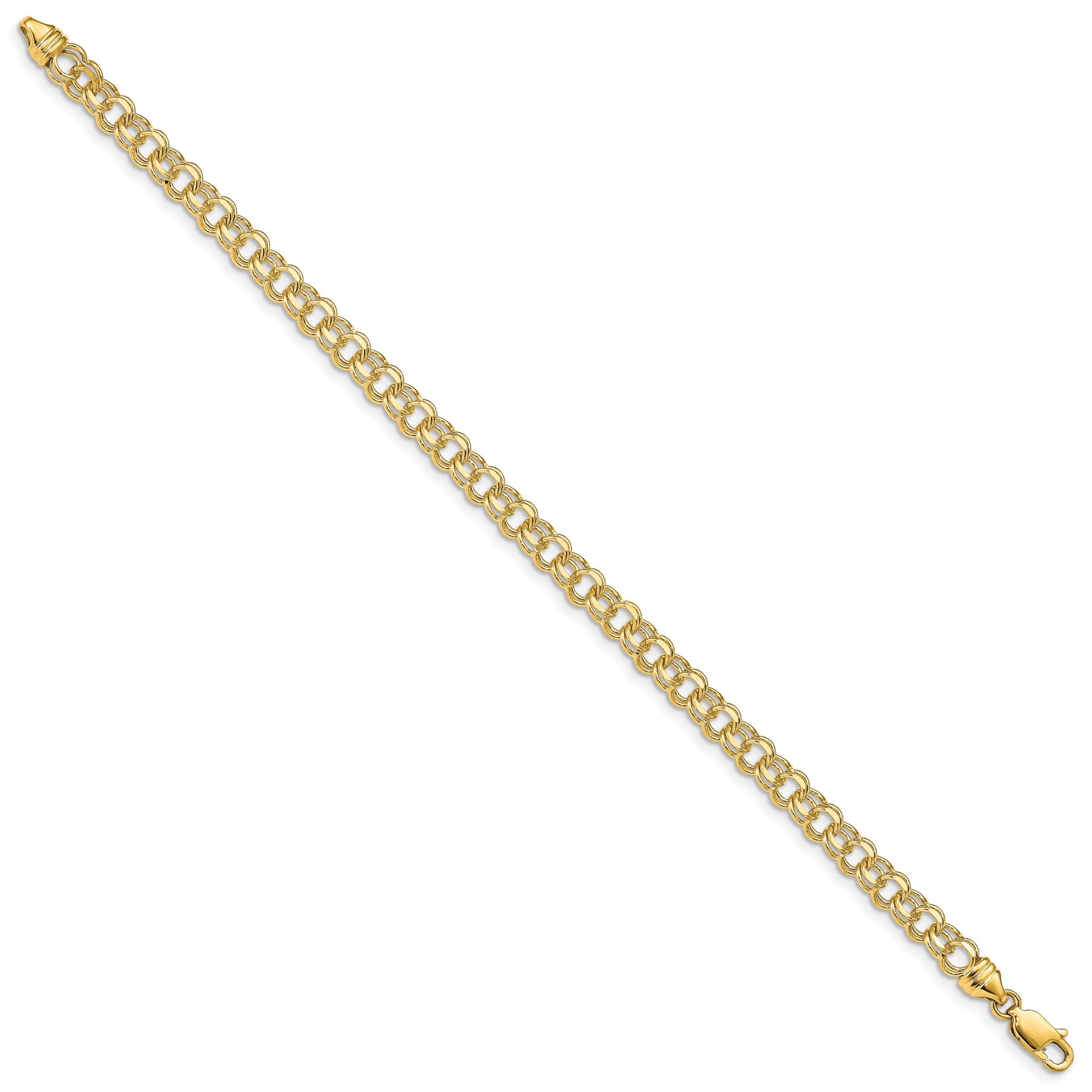 14k 4.75mm Diamond-cut Solid Heavy Double Link 8 inch Charm Bracelet