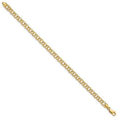14k 4.75mm Diamond-cut Solid Heavy Double Link 8 inch Charm Bracelet