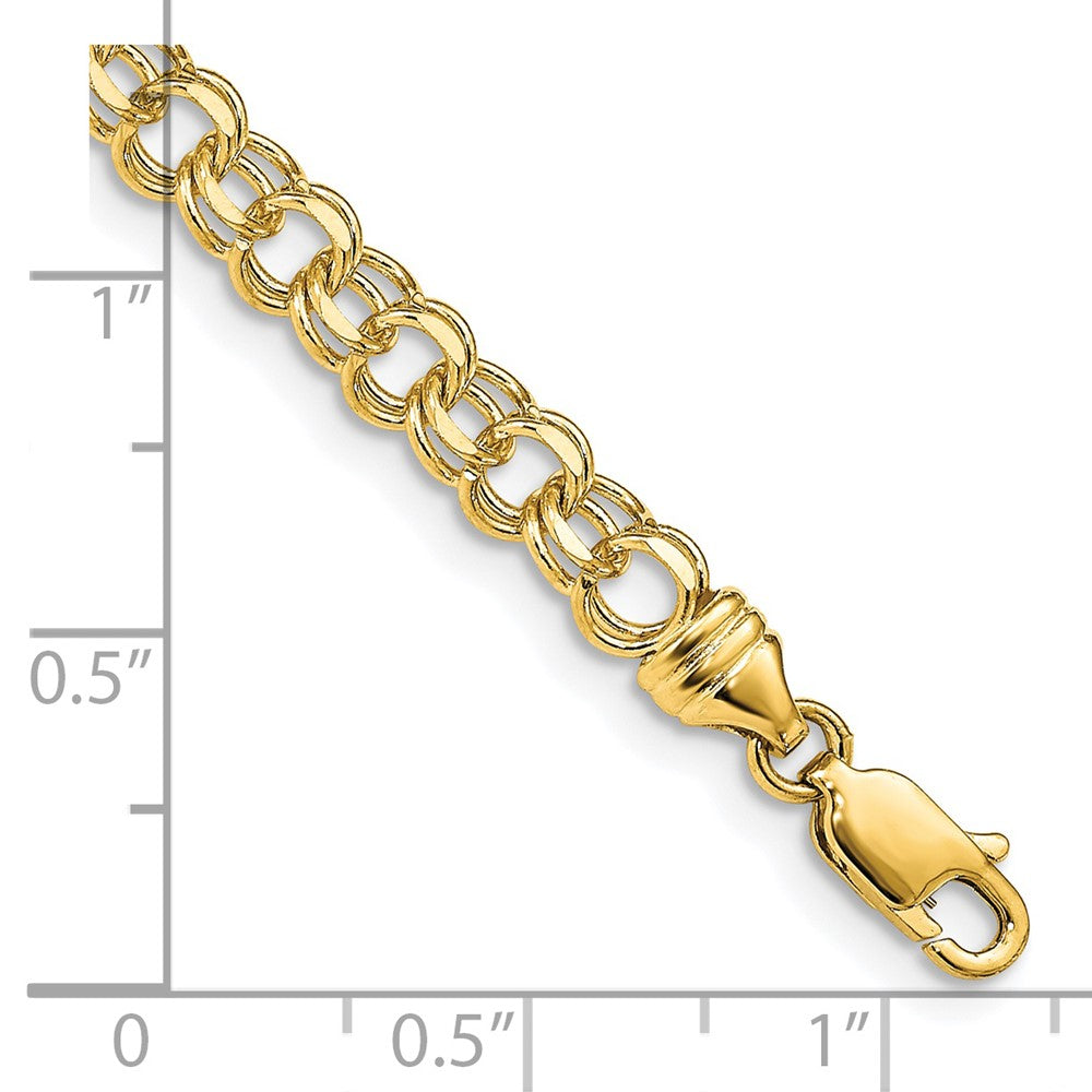 14k 8in 4.75mm Solid Double Link Charm Bracelet