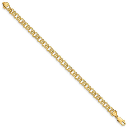 14k 8in 5.5mm Solid Double Link Charm Bracelet