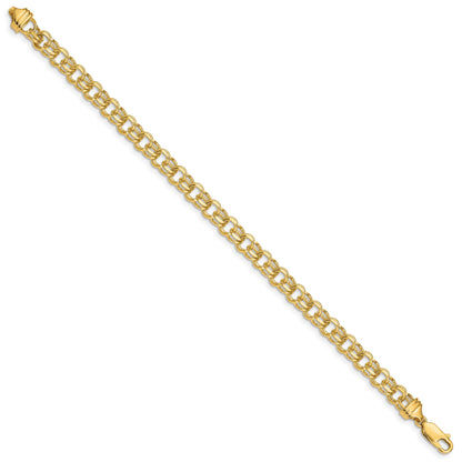 14k 5.5mm Diamond-cut Solid Heavy Double Link 7 inch Charm Bracelet