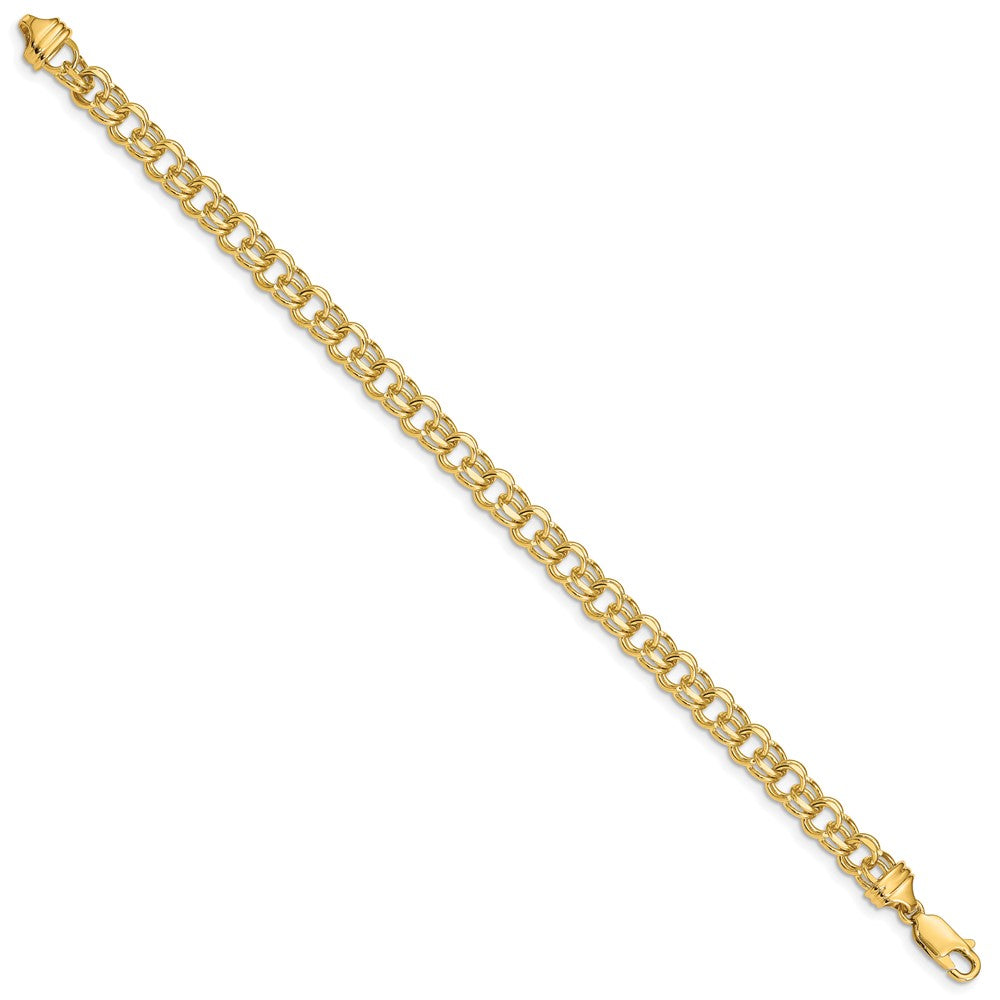 14k 7in 5.5mm Solid Double Link Charm Bracelet