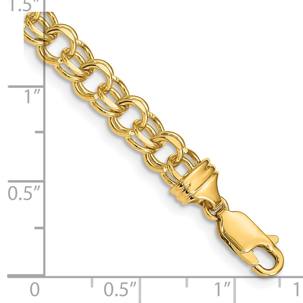 14k 8in 5.5mm Solid Double Link Charm Bracelet