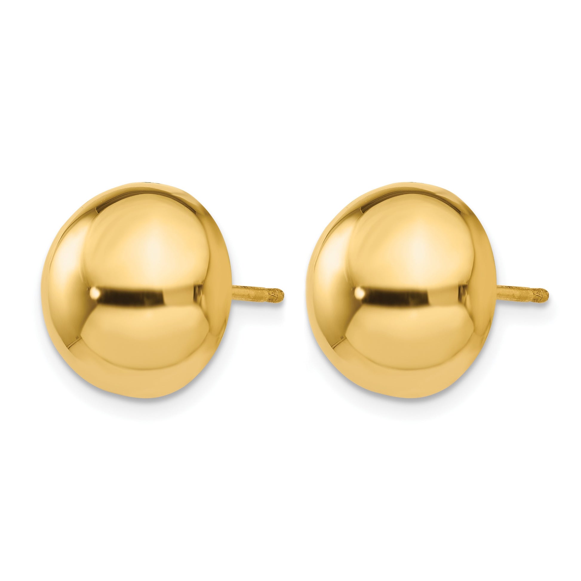 14k 12mm Polished Half Ball Post Earrings