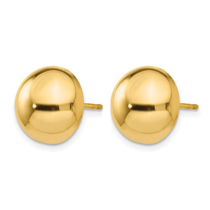 14k 12mm Polished Half Ball Post Earrings