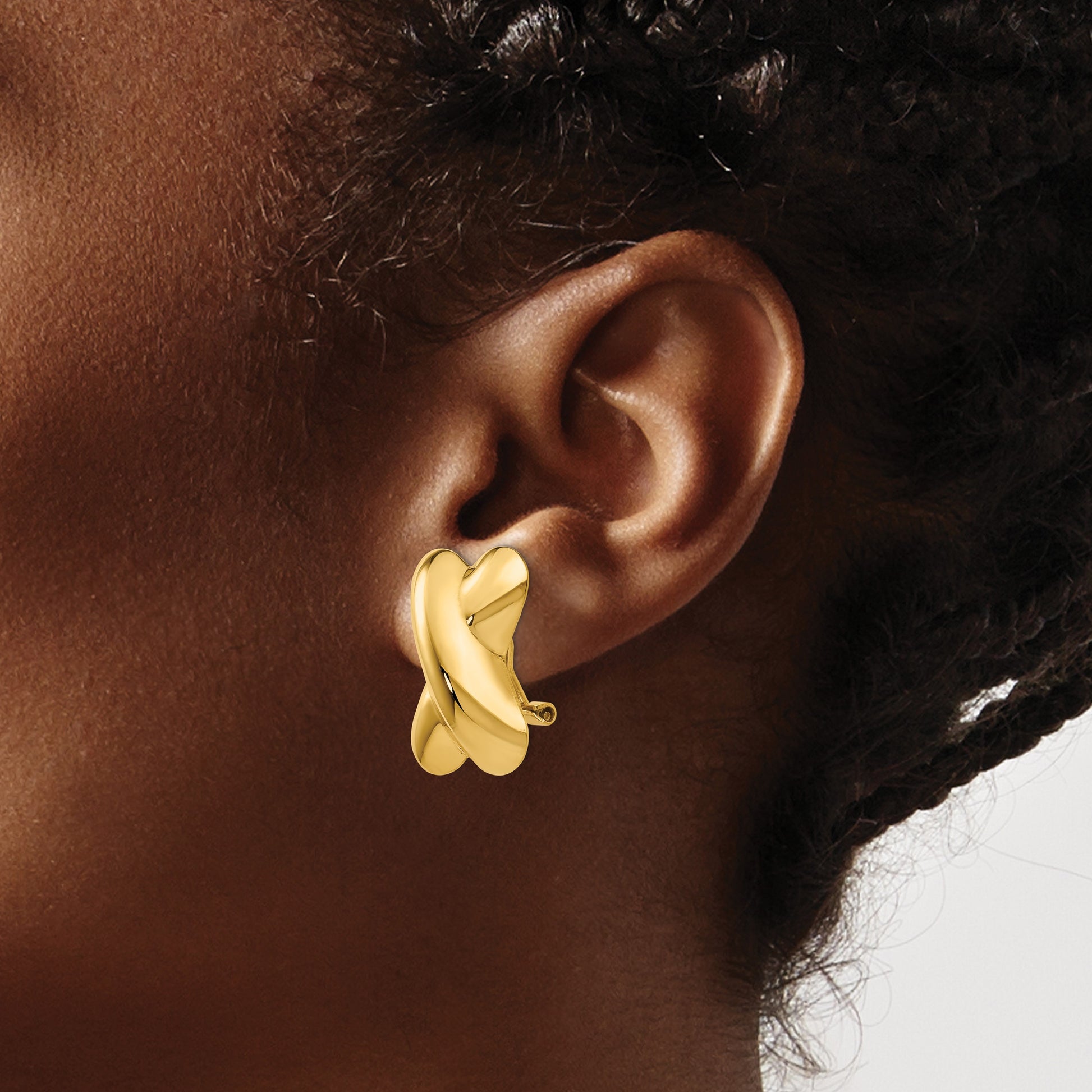 14k 15x22mm Polished X Omega Back Post Earrings