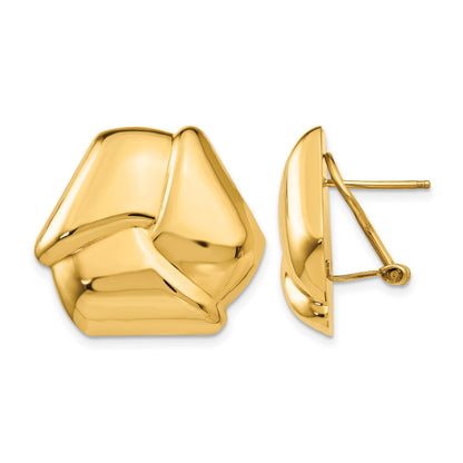 14k Polished Knot Omega Back Post Earrings