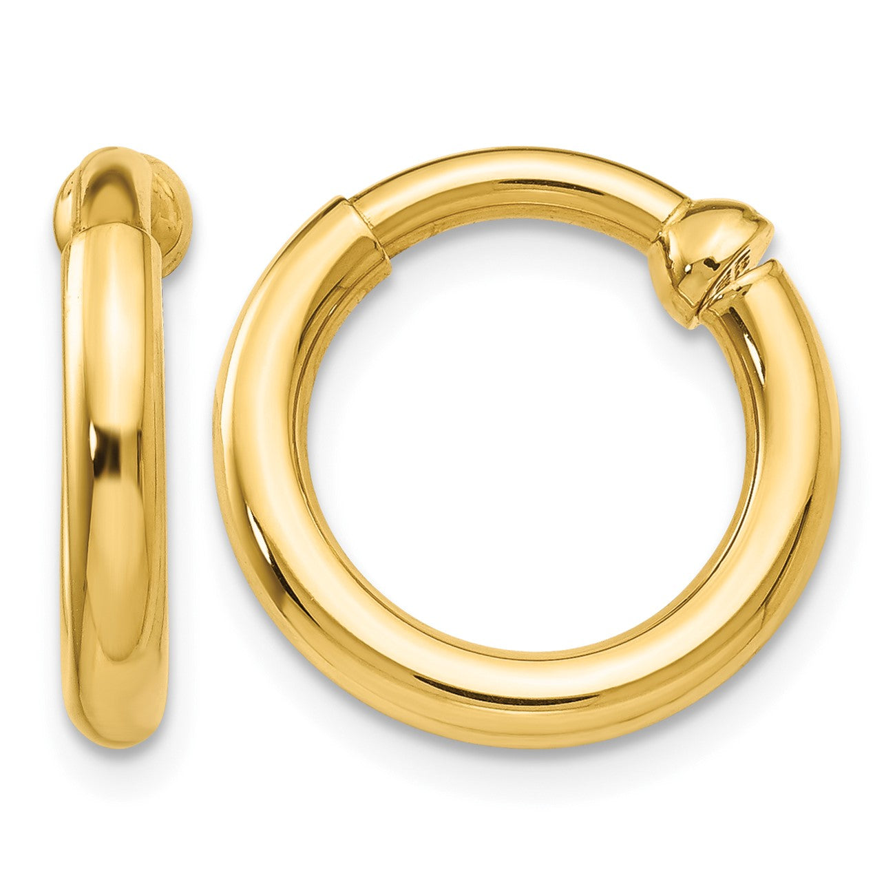 14k 2.5x10mm Polished Tube Hoop Non-pierced Earrings