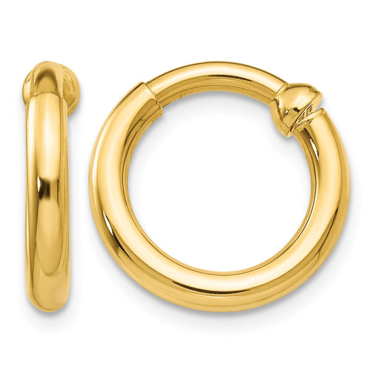 14k 2.5x10mm Polished Tube Hoop Non-pierced Earrings