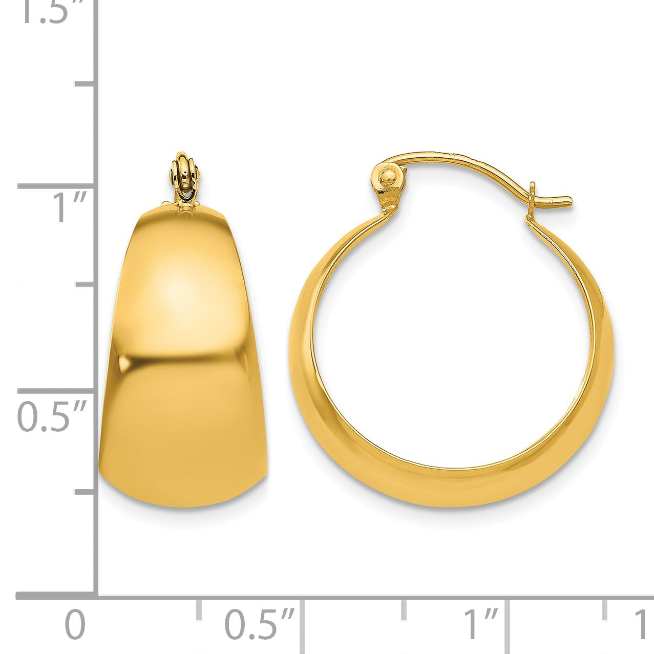 14k 10.5x23mm Polished Tapered Hoop Earrings