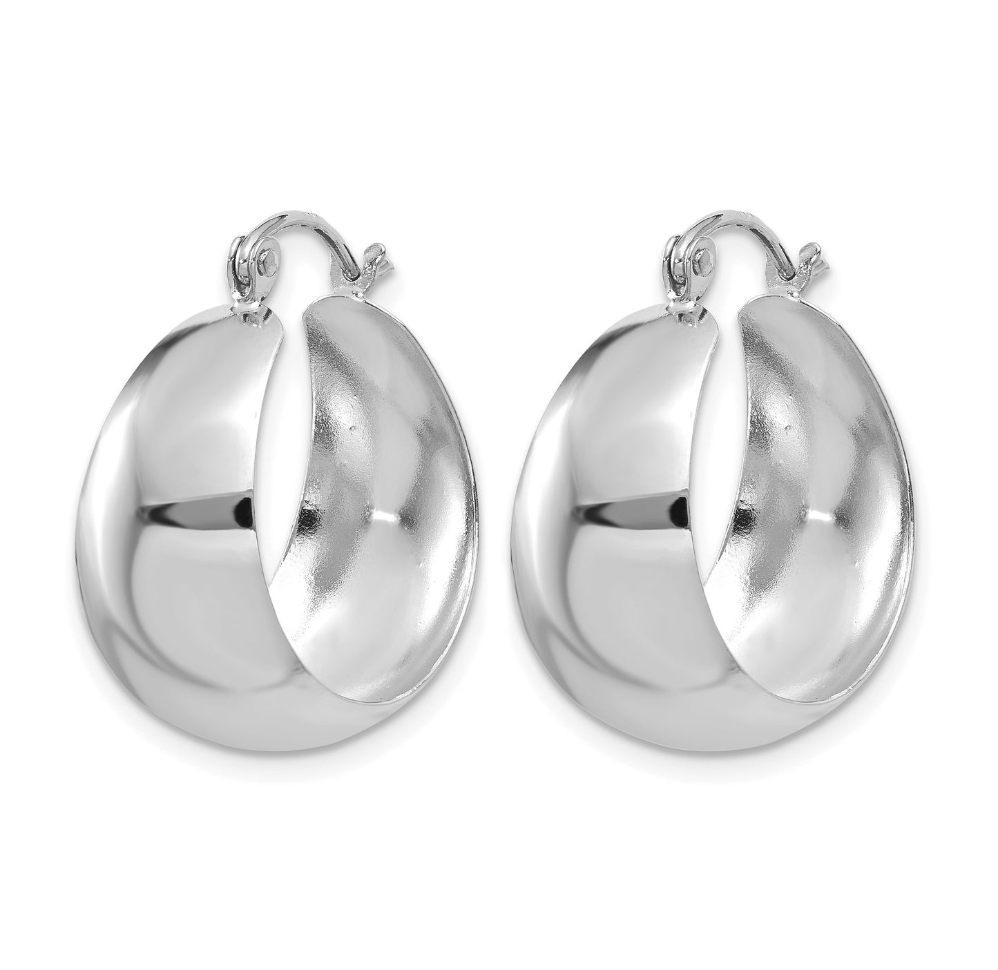 14k White Gold 10.5x23mm Polished Tapered Hoop Earrings