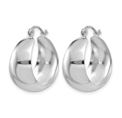 14k White Gold 10.5x23mm Polished Tapered Hoop Earrings