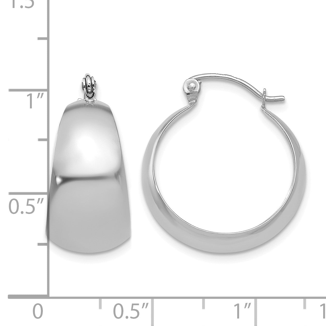14k White Gold 10.5x23mm Polished Tapered Hoop Earrings