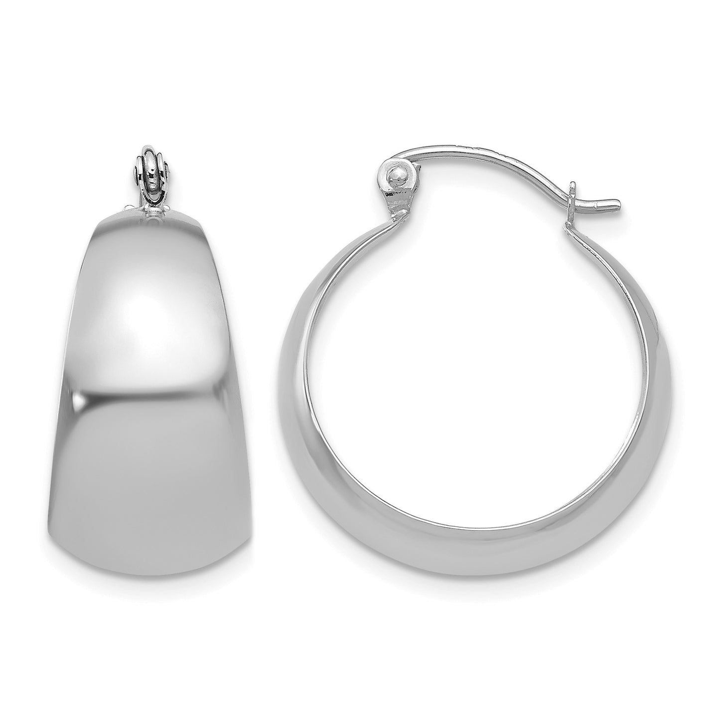 14k White Gold 10.5x23mm Polished Tapered Hoop Earrings