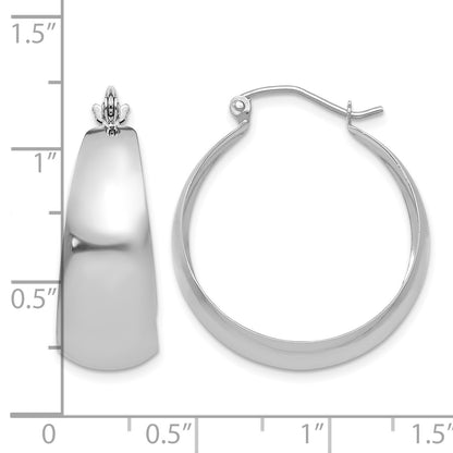 14k White Gold 10.5x28mm Polished Tapered Hoop Earrings
