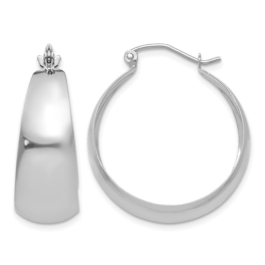 14k White Gold 10.5x28mm Polished Tapered Hoop Earrings