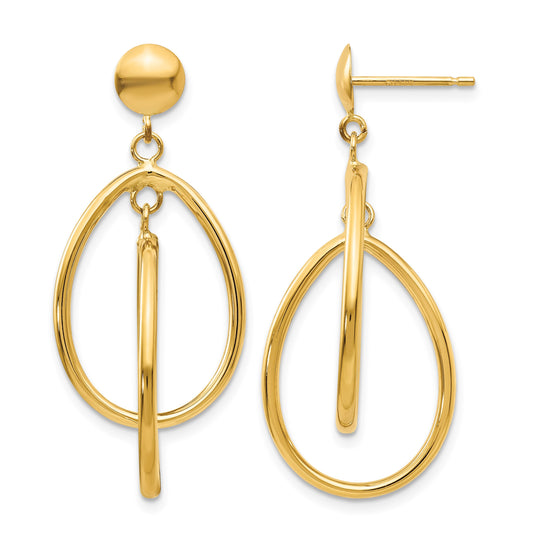 14k Polished Teardrop Dangle Post Earrings