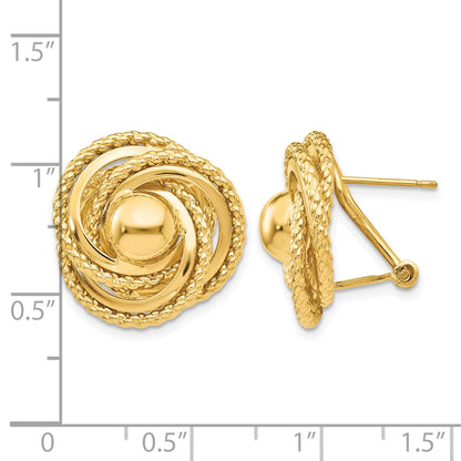 14k Polished and Twisted Fancy Omega Back Post Earrings