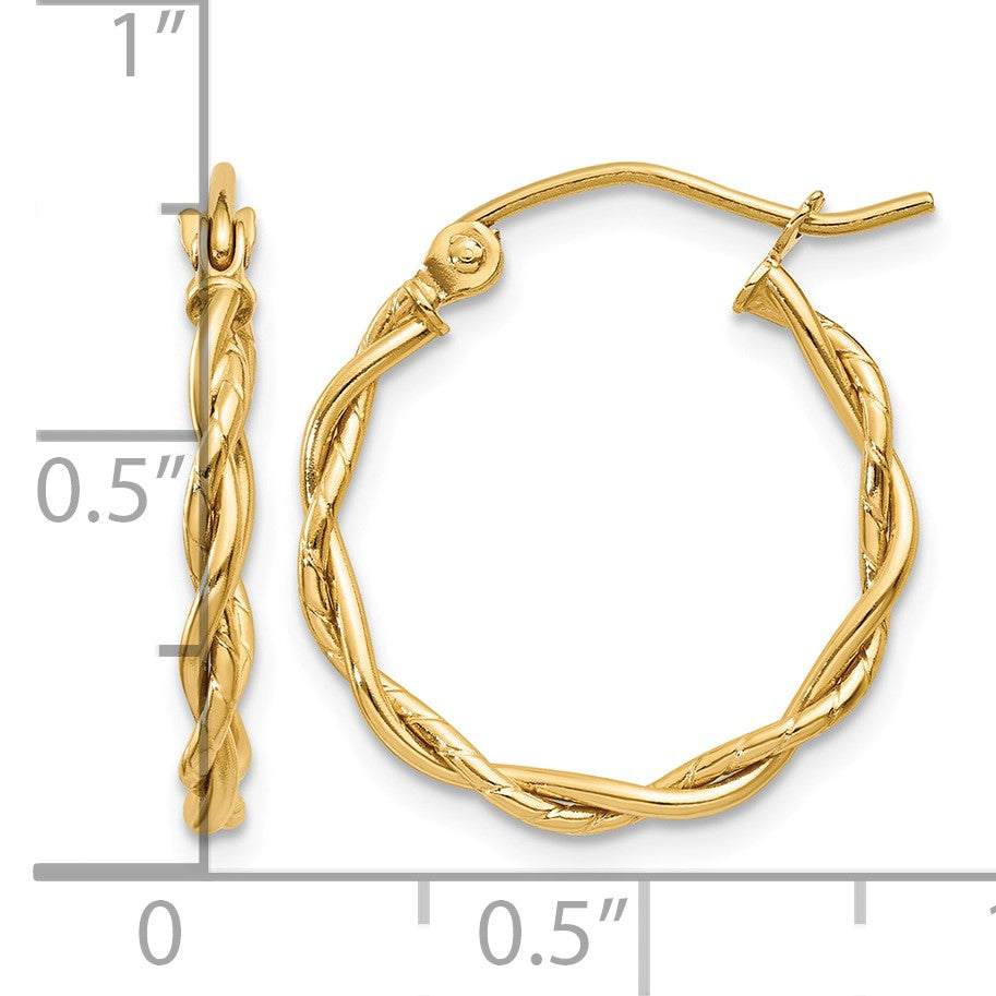 14k Polished 2.25mm Twisted Hoop Earrings