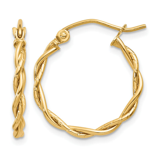 14k Polished 2.25mm Twisted Hoop Earrings