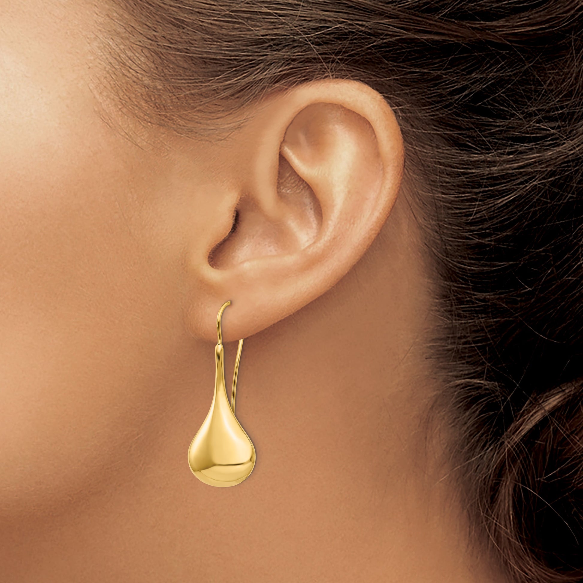 14k Polished Abstract Dangle Wire Earrings