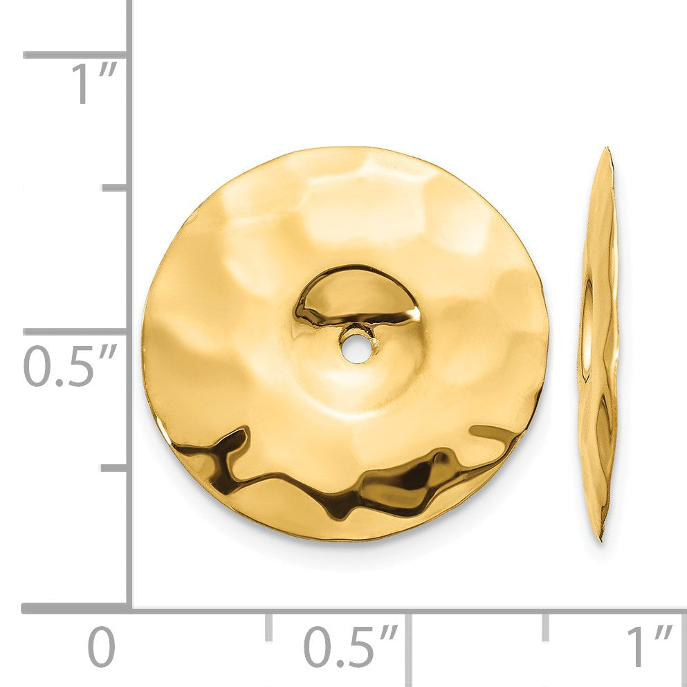 14k Polished Hammered Disc Earring Jackets