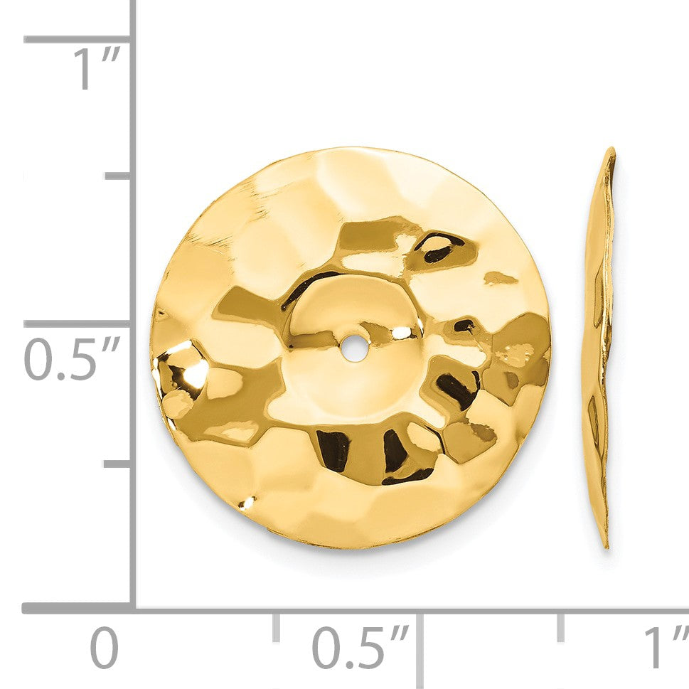 14k Polished Hammered Disc Earring Jackets