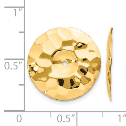 14k Polished Hammered Disc Earring Jackets