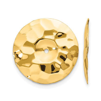 14k Polished Hammered Disc Earring Jackets
