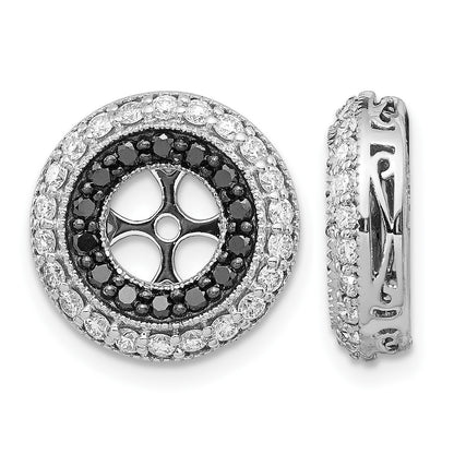 14k White Gold 1 carat Black and White Diamond Double Circle Earring Jackets