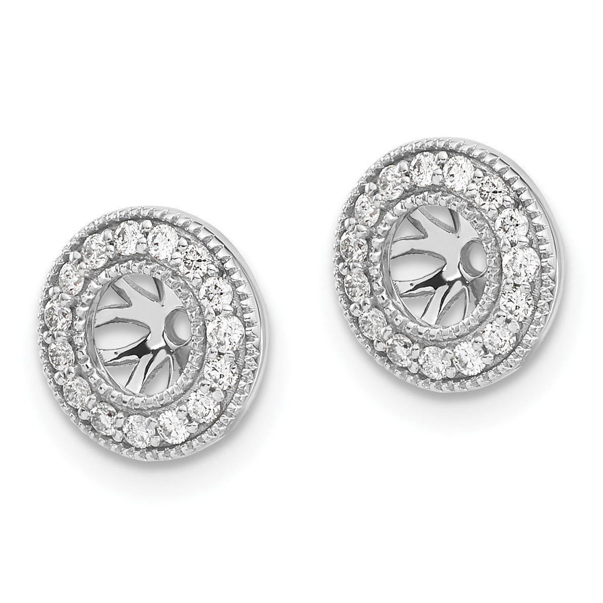 14k White Gold 1/4 carat Diamond Circle Earring Jackets