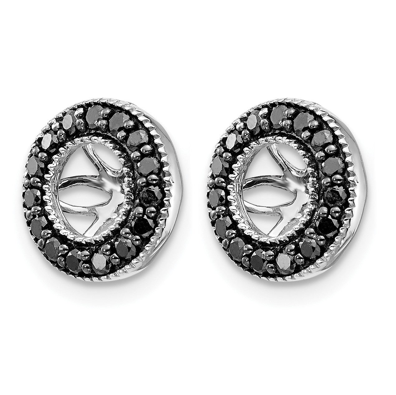 14k White Gold 1/4 carat Black Diamond Circle Earring Jackets