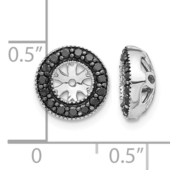 14k White Gold 1/4 carat Black Diamond Circle Earring Jackets