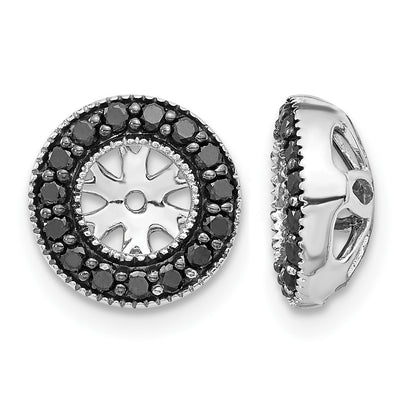 14k White Gold 1/4 carat Black Diamond Circle Earring Jackets
