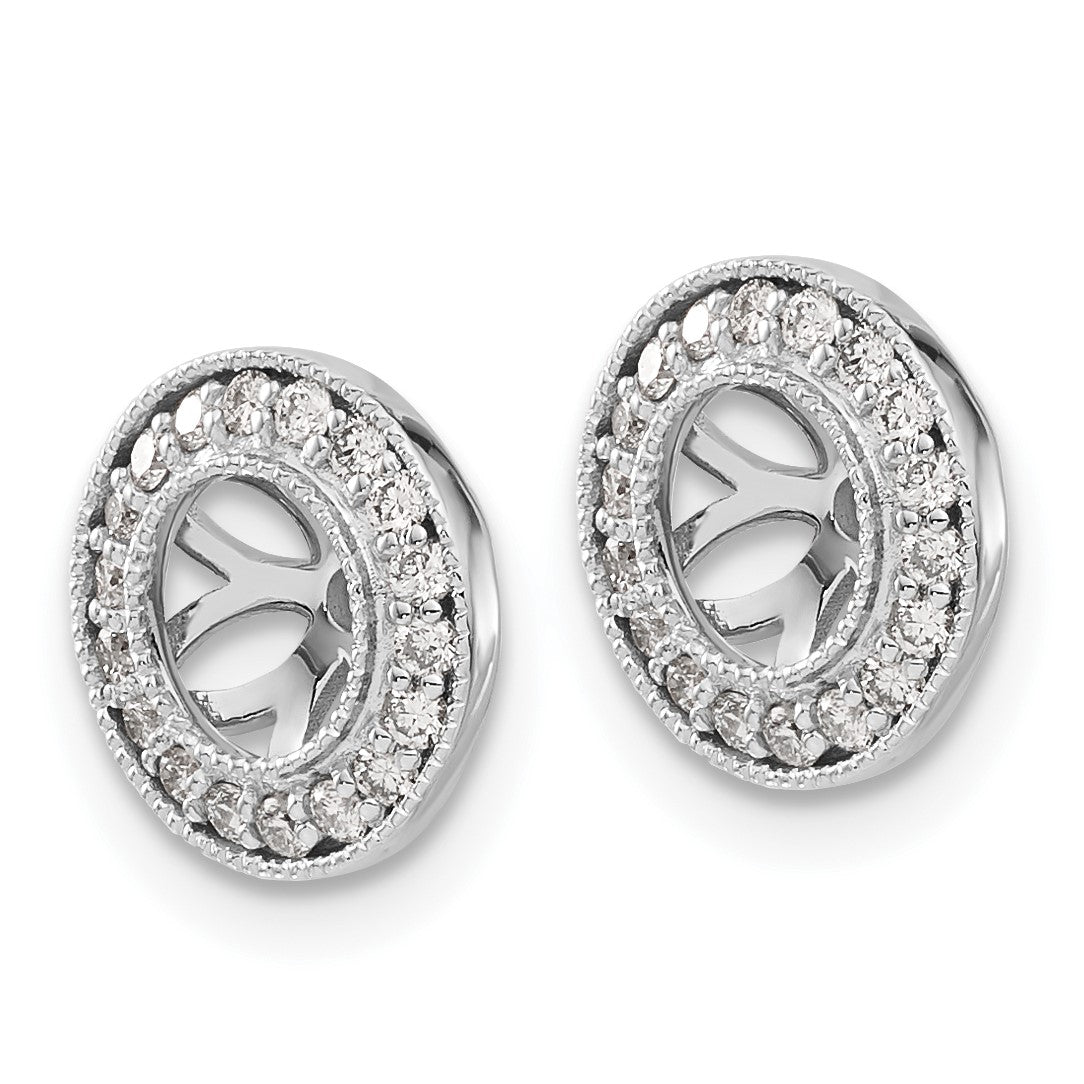 14k White Gold 1/3 carat Diamond Circle Earring Jackets