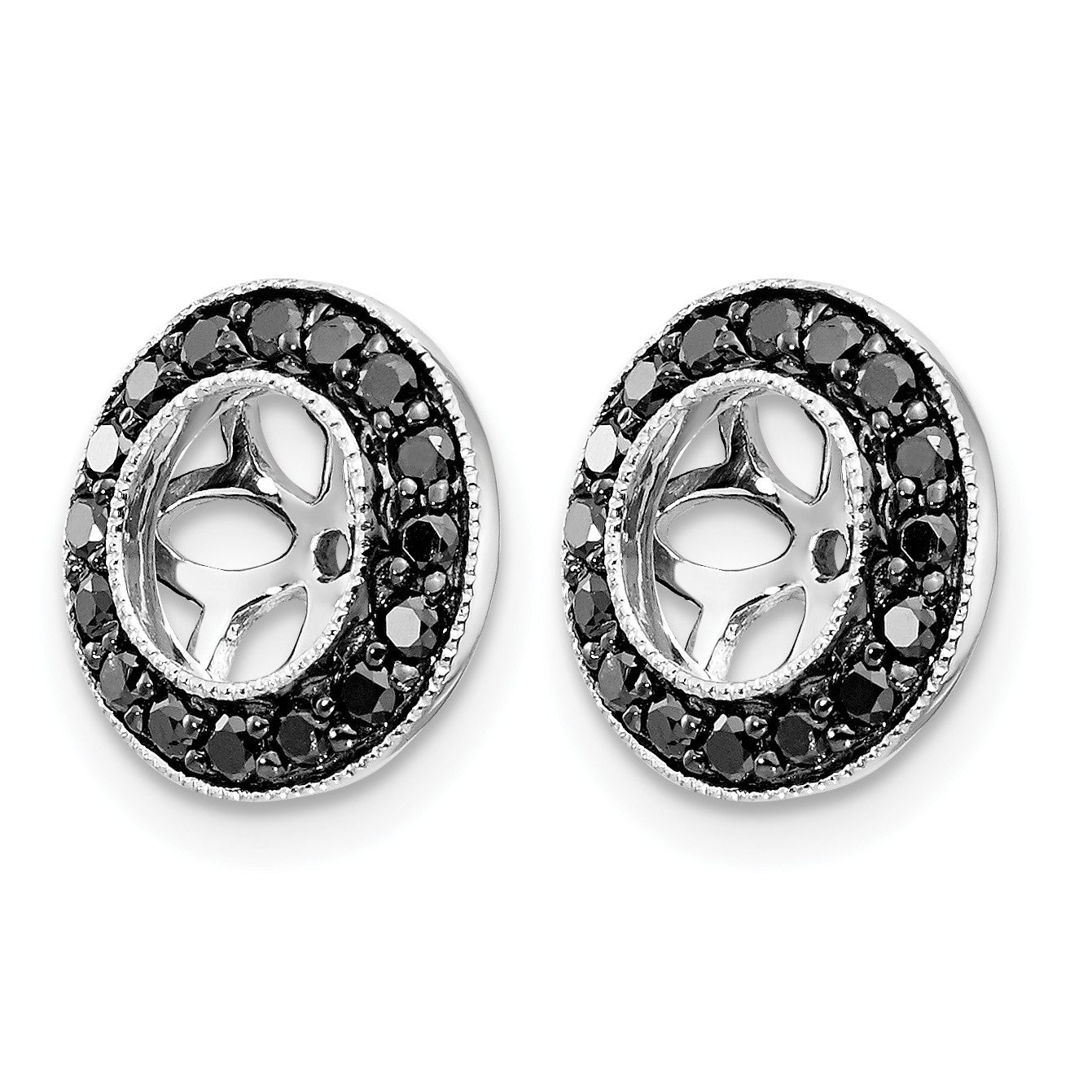 14k White Gold 1/3 carat Black Diamond Circle Earring Jackets