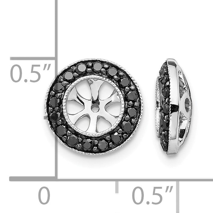 14k White Gold 1/3 carat Black Diamond Circle Earring Jackets