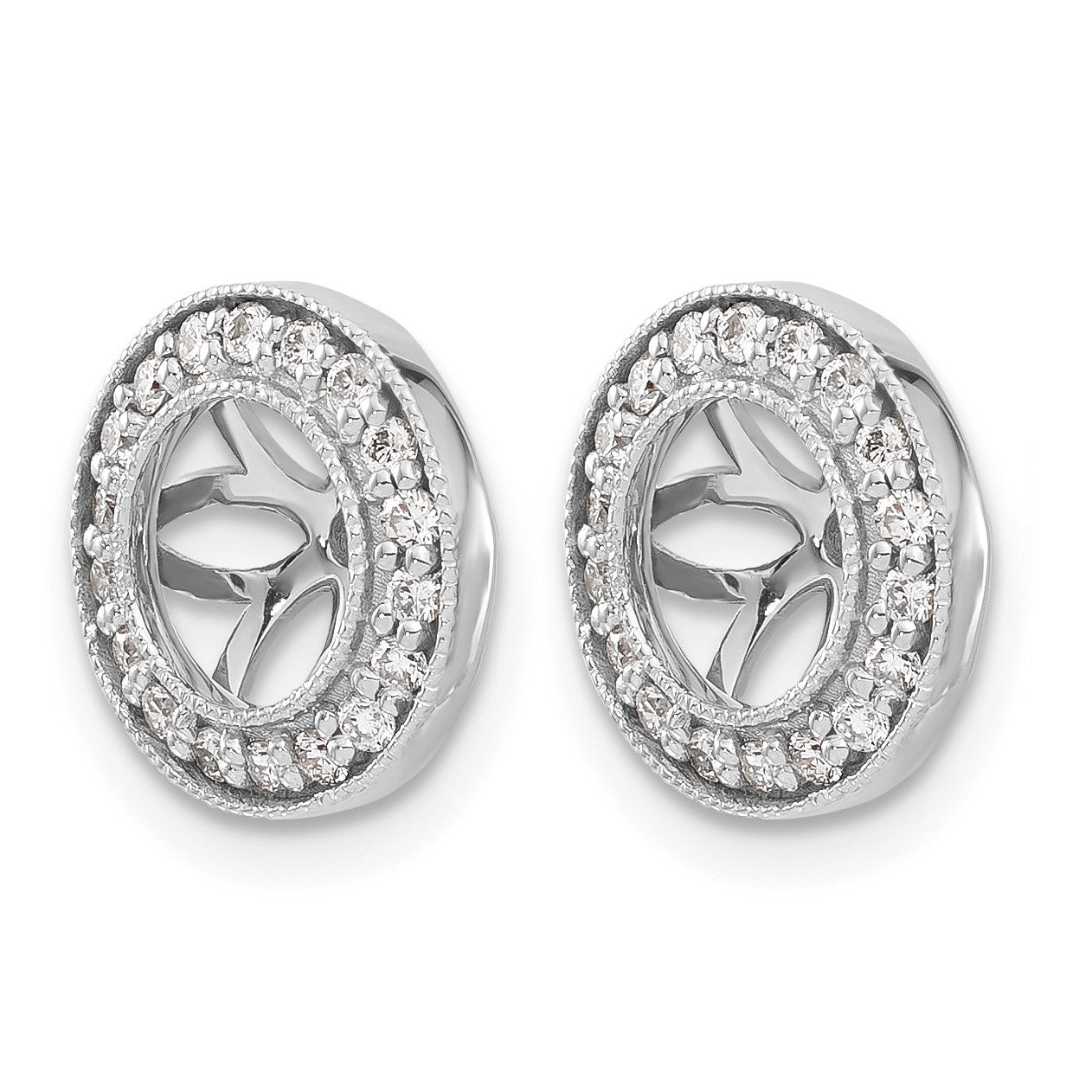 14k White Gold 1/3 carat Diamond Circle Earring Jackets