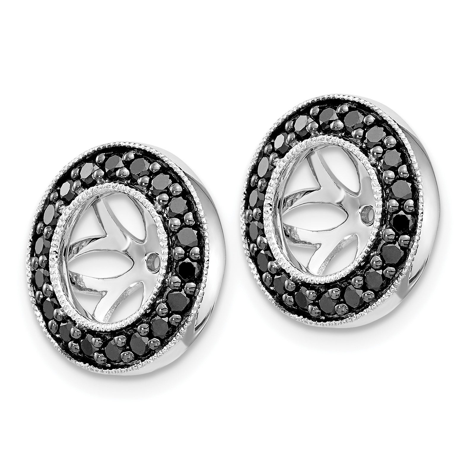 14k White Gold 1/3 carat Black Diamond Circle Earring Jackets