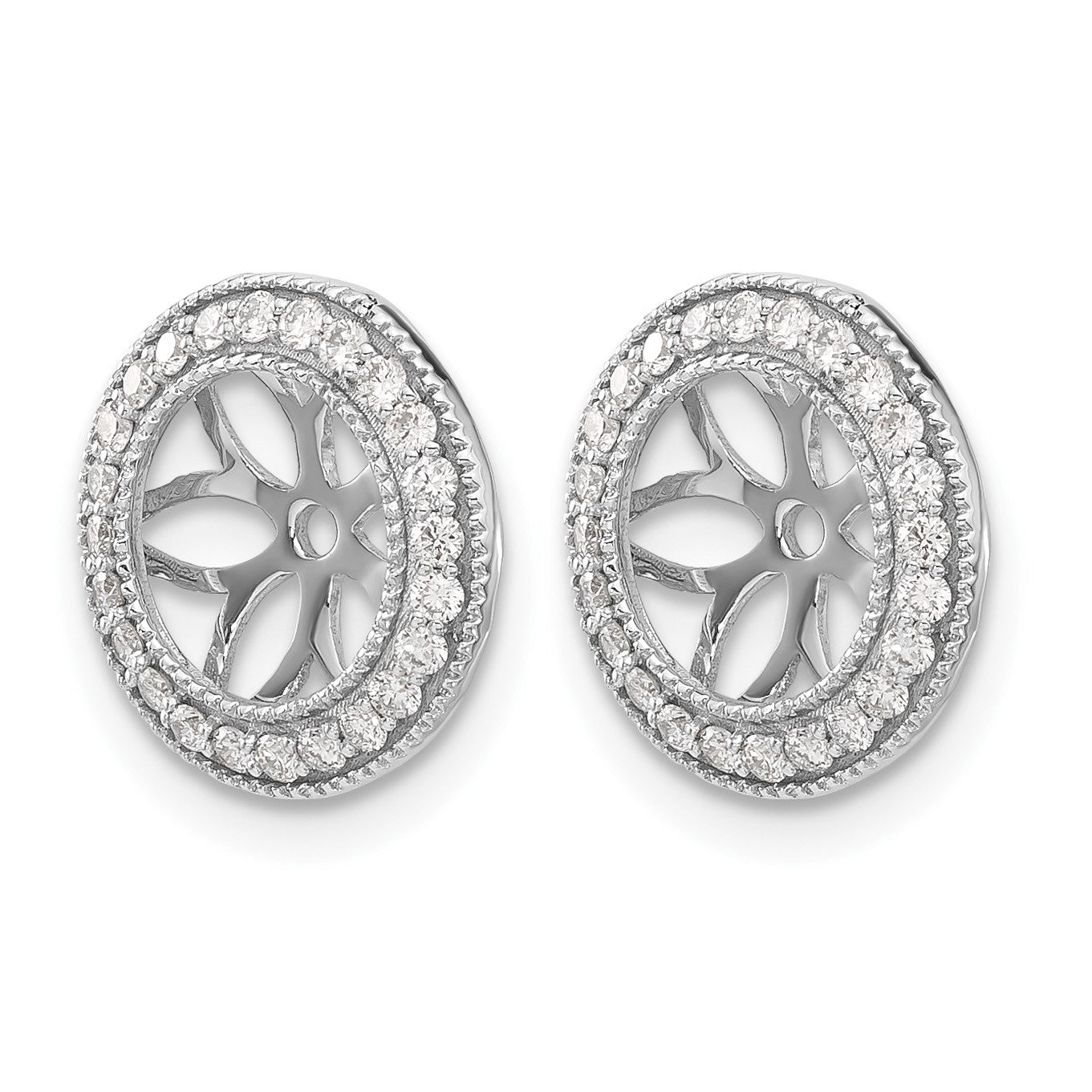 14k White Gold 3/8 carat Diamond Circle Earring Jackets