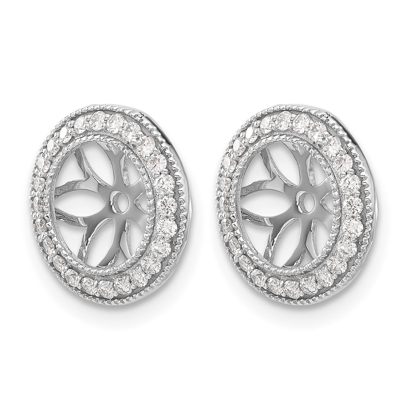 14k White Gold 3/8 carat Diamond Circle Earring Jackets