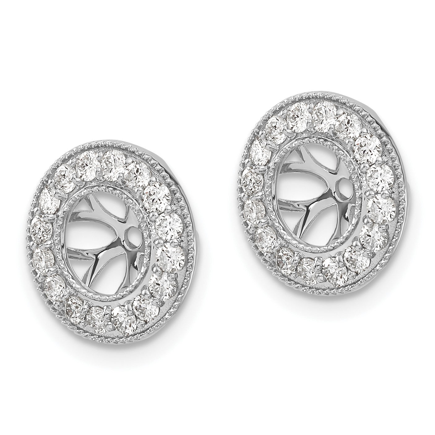 14k White Gold 3/4 carat Diamond Circle Earring Jackets