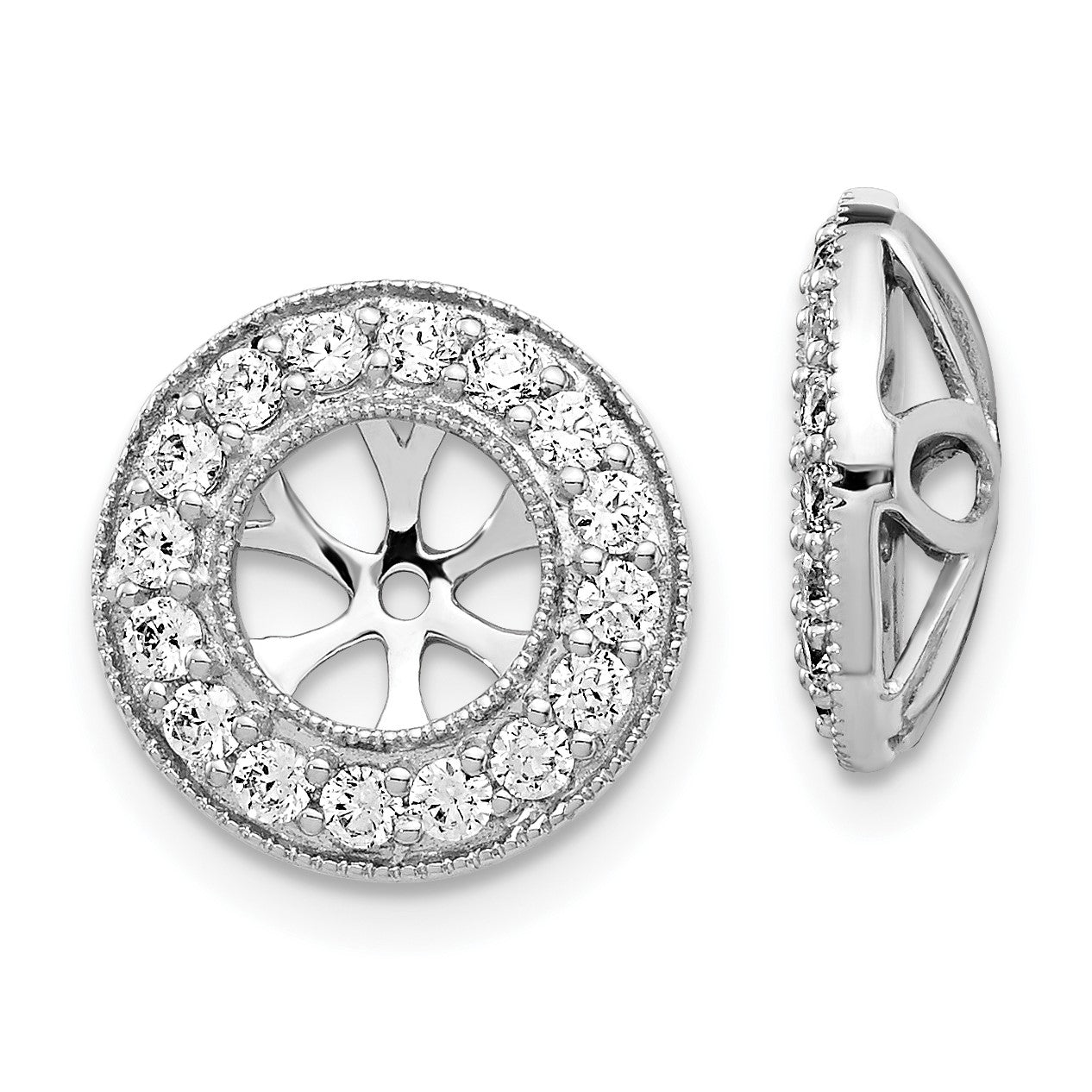 14k White Gold 3/4 carat Diamond Circle Earring Jackets