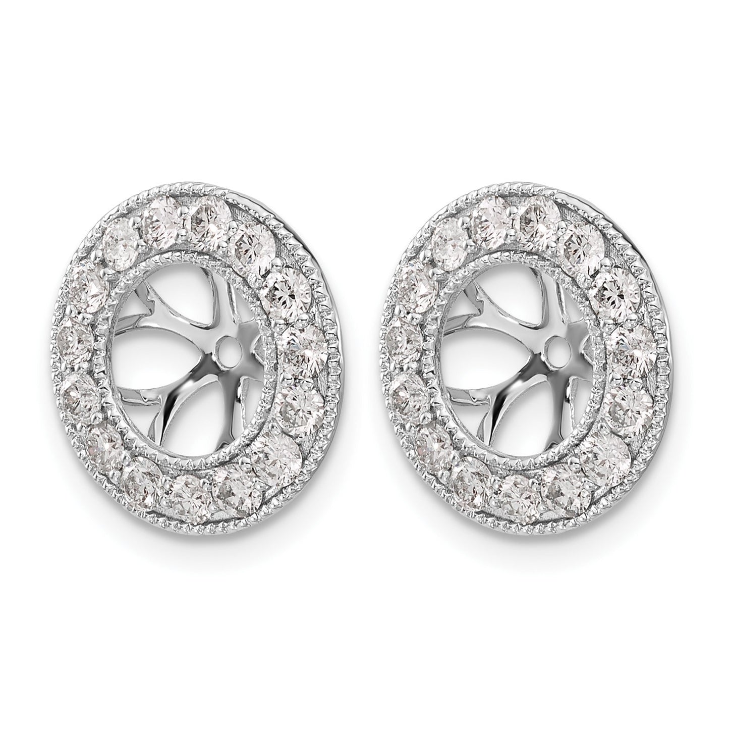 14k White Gold 1 carat Diamond Circle Earring Jackets