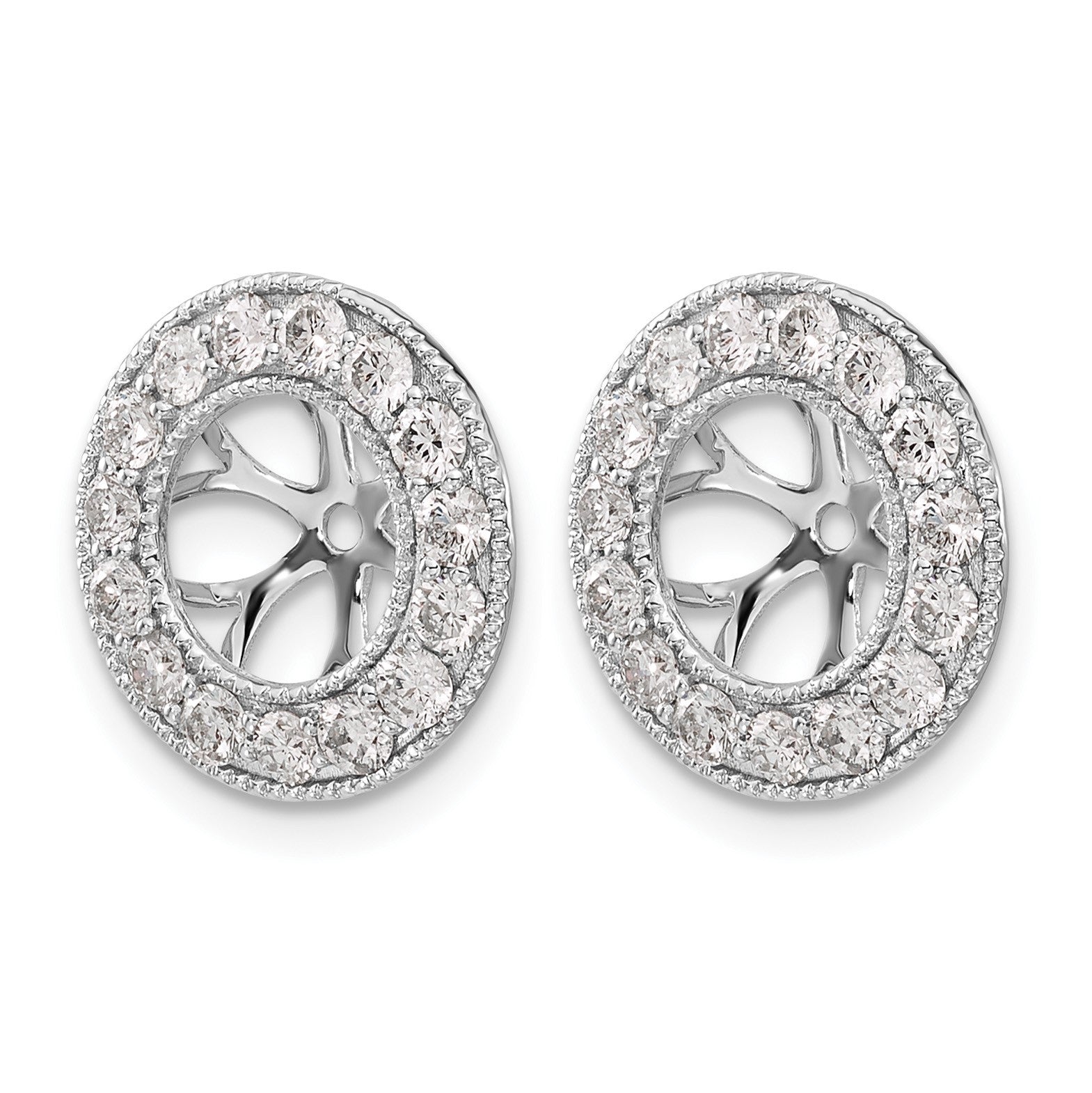 14k White Gold 1 carat Diamond Circle Earring Jackets