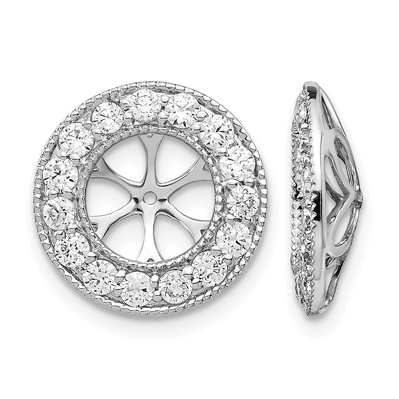 14k White Gold 1 carat Diamond Circle Earring Jackets