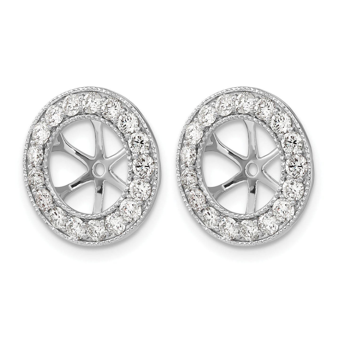 14k White Gold 1.19 carat Diamond Circle Earring Jackets